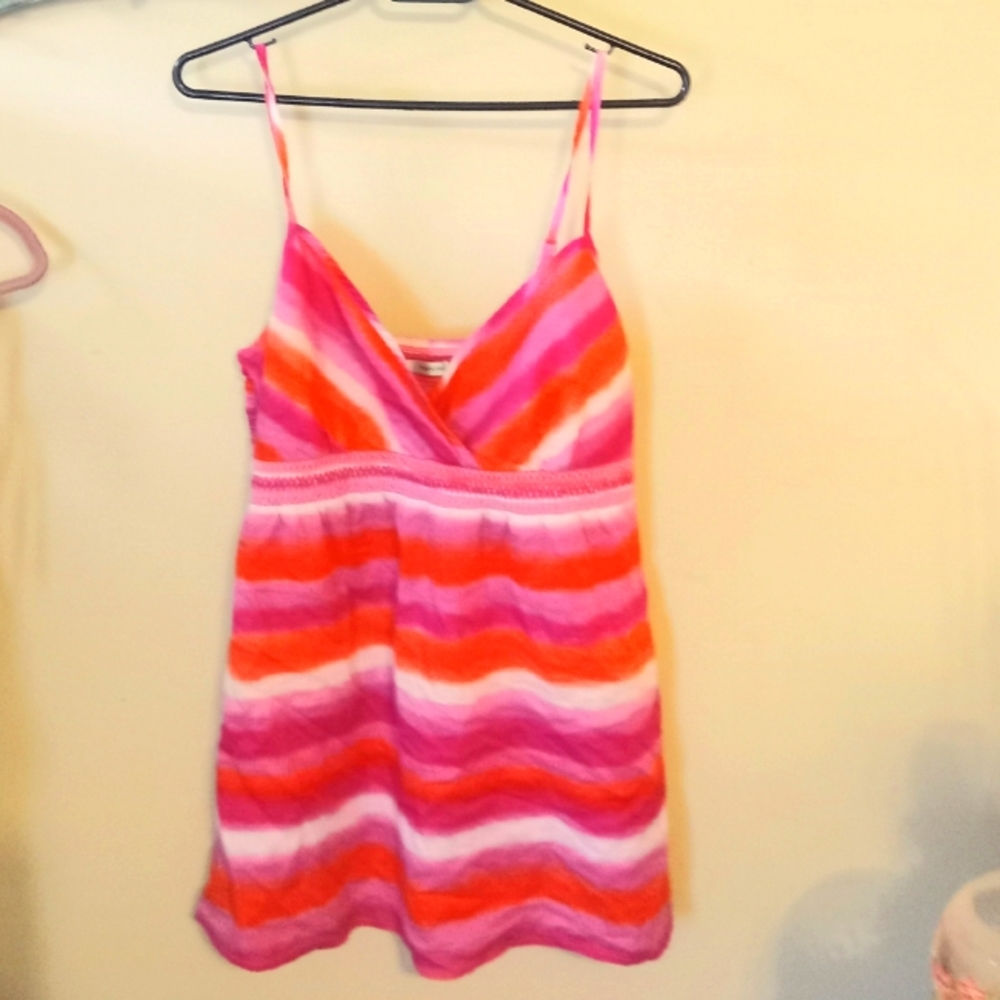 Stylish Pink Orange Pink Striped Tank Top.